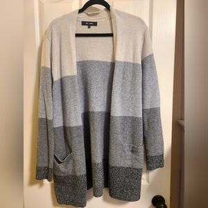 Cozy Gray and Cream Cardigan Sweater